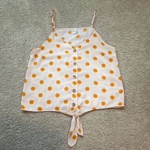 Paper Crane Front Tie Button Up Polka Dot Tank